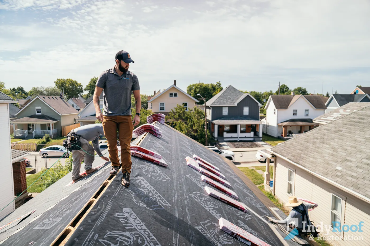Tarping and dry-in on a Brookville commercial roof